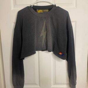 Aviator Nation Charcoal Cropped Crewneck